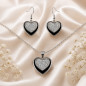 Preview: Herz Schmuckset Edelstahl handgefertigte Halskette & Ohrringe
